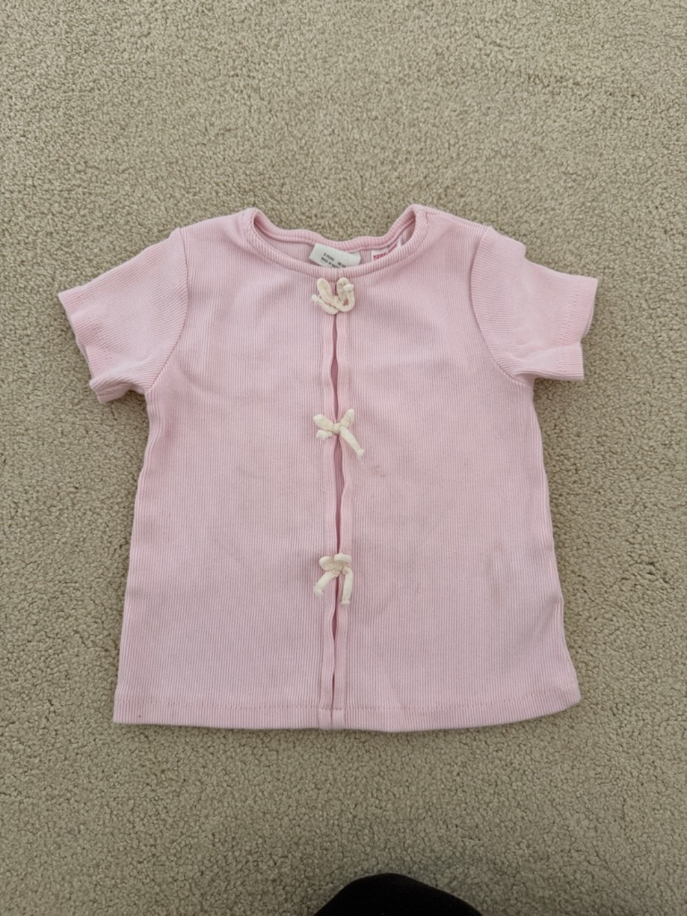 Zara Pink Girls' Short Sleeve Top with Bow Details